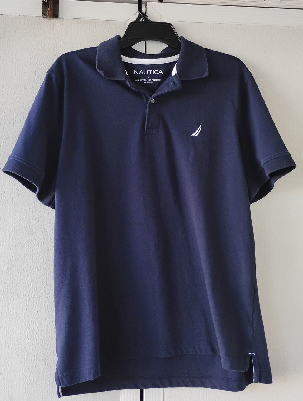 Nautica Men's Navy Short-Sleeve Polo with White Sail Logo